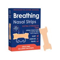 Breathe Right nosies juostelės, Itin stiprios, Įdegio spalvos nosies juostelės, Padeda sustabdyti knarkimą, Sprendimas nuo knarkimo be vaistų One Size