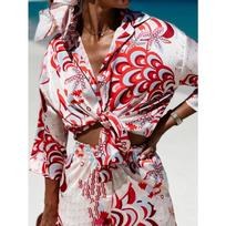 Beach vacation sunscreen top shorts two-piece red pink, summer fashion new products casual all-match vacation suit women XXL rožinė