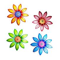Metalo gėlių sienų dekoras Menas Skulptūra Kabantis Ornamentas Estetinis namų kambarys Sodas Kiemo apdaila Lauke(4 spalvos Neprivaloma) 4PCS A SET