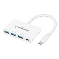 MH USB (3.2) type-C  3 port USB3.0 HUB + 100W PD, White 168434