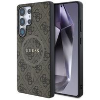 Dėklas Guess Leather 4G Colored Ring Classic Logo MagSafe Samsung Galaxy S25 Ultra rudos spalvos