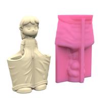 Pants Girl Pen Holder Flower Pot Silicone Molds Table Ornament Mould Plaster Making Tool Epoxy Resin Molds Easy to Clea beige