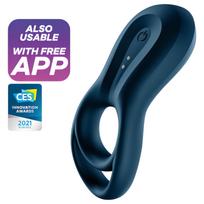 Satisfyer Epic Duo - programėle valdoma vibruojanti penio žiedas vyrams (juodas)