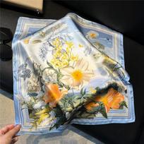53x53cm 100% šilko šalis prabangi kvadratinė plaukų skarelė elegantiškas galvos apdangalas kaklaskarė apsauga nuo saulės moterims 53*53cm