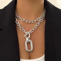 Exaggerated CCB Big Choker Necklace for Women Girl Hiphop Chunky Chain OT Buckle Necklace on the Neck Party Jewelry Gift