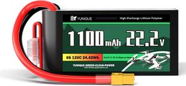 Lipo baterija 6S 22,2V 1100mAh 120C su XT60 jungtimi – Didelės galios RC modeliams – Minkštas dėklas, silikoninis laidas juoda