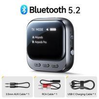 2-in-1 Bluetooth 5.2 siųstuvas-imtuvas 400 mAh AUX automobilinis adapteris su LED ekranu automobiliui muzikai / skambučiams laisvų rankų įranga JR-CB2S juoda