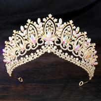 Royal Queen AB Green Crown Big Diadem Bride Tiara Crowns for Women Bridal Wedding Party Crown Hair Dress Jewelry Accessories