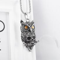 Jewelry Hot Selling In Europe and America Retro Punk Style Titanium Steel Owl Skull Pendant Stainless Steel Necklace