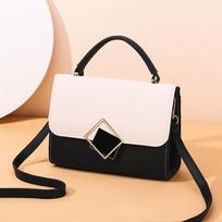 Moteriška maža rankinė Prabangios užrakto dizaino Crossbody Bags Aukštos kokybės PU odos pečių krepšys 20.5x7.5x15cm juoda/balta