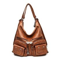 Madingas kelių kišenių pečių krepšys moterims Didelės talpos Crossbody krepšys Aukštos kokybės odinė Messenger rankinė piniginė 32*13*33cm ruda