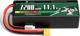 LiPo Baterija 3S 11.1V 7200mAh 120C su XT90 Jungtimi – Didelės Galios RC Modeliams – Kietas Korpusas, Silikoninis Laidas juoda