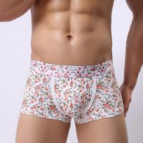 Men's Cotton Underwear Retro Floral Men's Comfortable and Breathable Low Waist Flat Angle Underwear M oranžinė