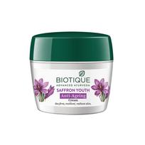 Biotique Saffron Youth Anti-Aging kremas 175g – 100% augalų ekstraktai, mažina raukšles ir tamsias linijas, atgaivina odą blue