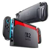 Supcase Crystal dėklas skirtas Nintendo Switch 2 – skaidrus juodos spalvos