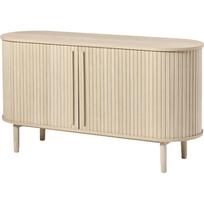 Natūralios spalvos šoninė spintelė iš ąžuolo su stumdomomis durimis 140x76x45 cm Meta – Unique Furniture