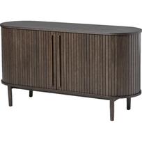 Rudos spalvos šoninė spintelė iš ąžuolo su stumdomomis durimis 140x76x45 cm Meta – Unique Furniture