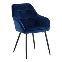 Tamsiai mėlynos spalvos iš audinio valgomojo kėdžių komplektas su porankiais 2 vnt. Nolan Square – Unique Furniture