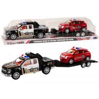LEAN Toys Policijos rinkinys, automobilis, pikapas, visureigis, buksyras, priekaba, policija