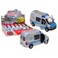LEAN Toys Policijos automobilis 1:32, atidaromos durelės, šviesos ir garsai, važiuoja atitraukus atgal