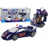 LEAN Toys Robotas automobilis, policija, tamsiai mėlynas, 2 viename transformacija