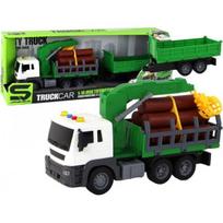 LEAN Toys Sunkvežimis su kranu trinties pavara garsai žalia mediena 1:16