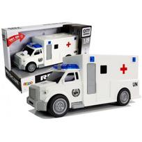 LEAN Toys Baltas greitosios pagalbos automobilis su frikcine pavara, su garsais, 1:20