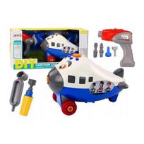 LEAN Toys Animacinis lėktuvas su sukiojamais sparnais, pasidaryk pats, mėlynas