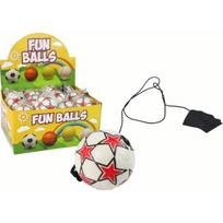 LEAN Toys PU futbolo kamuolys su Jojo gumine juosta šokinėjimui, 6 cm, baltos žvaigždės
