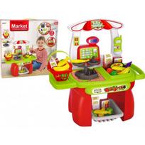 LEAN Toys Prekybos centro rinkinys: parduotuvės krepšelis, svarstyklės, maisto produktai