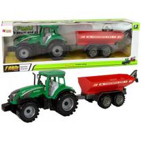 LEAN Toys Green Tractor with Red Trailer Fractal Drive