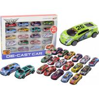 LEAN Toys Žaislinių automobilių rinkinys, spyruokliniai sportiniai lenktyniniai automobiliai 1:64, 20 vnt.
