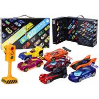 LEAN Toys Spyruoklių rinkinys lagamine sportiniams automobiliams. Kelio signalizacija. 5 dalių rinkinys