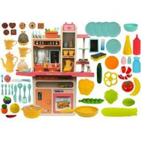 LEAN Toys Vaikiška virtuvėlė, rožinė, daržovės, priedai, stalo įrankiai