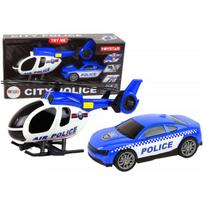 LEAN Toys Policijos sraigtasparnio ir automobilio rinkinys su garsu