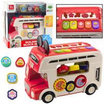 LEAN Toys Interaktyvus edukacinis autobusiukas-rūšiuoklis su šviesomis ir garsais, raudonas