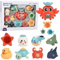 LEAN Toys Krabų vonios žaislų rinkinys, jūros gyvūnai, 12 vnt.