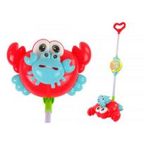 LEAN Toys Luminous stumiamasis žaislas su lazdele, krabas, raudonas, su muzika