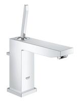 Grohe Eurocube Joy vienasvirtis stilingas praustuvo maišytuvas su dugno vožtuvu, vidutinio aukščio snapeliu ir chromo danga 23657000