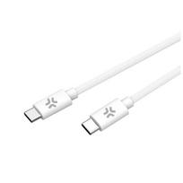 CELLY USBCUSBCCOTT - USB-C TO USB-C COTTON BRAIDED CABLE WHITE (POWER DELIVERY)
