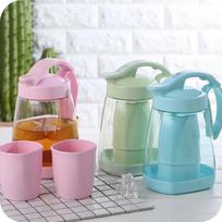 3/5pcs Random Color Simple Sealed Plastic Cold Water Bottle Set Water Juice Pot Creative Press Waters Bottle 1.5L