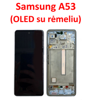 Samsung A53 ekranas (OLED) su rėmeliu : Klijai nugarėlei - Pridėti 3ML (+3€), Spalvos - Juoda