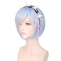 Cosplay perukas + Pins Party Hajimeru Isekai Seikatsu Rem Ram Twins Blue Pink Wigs-Blue white