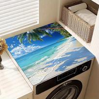 1Pcs Rubber Drying Mat Withsandy beaches Print For Coffee Shop Restaurant Kitchen Carpet Tableware Durable Diatom Mud Table Mat Pet Mat Coffeeware 30*40 blue