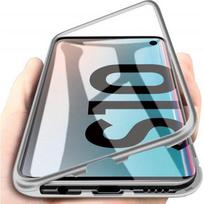 Dėklas Samsung Galaxy S10 - Phonillico - Magnetinis - Sidabrinis - 360 Apsauga - Grūdintas Stiklas sidabras