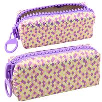 Penalas mokyklai su undinės žvynų raštu, didelis užtrauktukas, violetinis, 21x8x6.5 cm