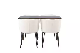 „Kaseidon“ valgomojo stalas – guminis / tamsiai rudas MDF + valgomojo kėdė „Edina“ – juoda / balta „Boucle“ _4
