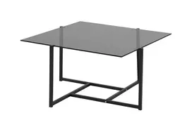 Žurnalinis staliukas Hybrid - Juoda/Pilkas stiklas 80*80cm
