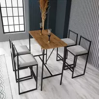 Baro stalo ir kėdžių rinkinys (5 vnt.) Hanah Home Nordic 90 x 92 x 45 cm, rudos/juodos spalvos
