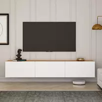 TV stovas, vakarinis, baltas Atlanto pušis, 150 x 30 x 32 cm